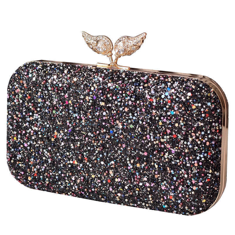 Dinner Bag Pearl Sequin Dinner Wing Decoration Dress Bag Black Diamond Inlaid Cheongsam Bag KQ
