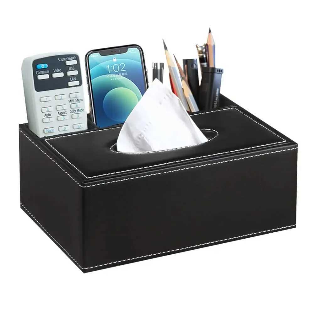 Multifunctional Tissue Box with Stationery Remote Control Box Decorative Tissue Pen Remote Organizer for Home/Office/RestaurantM251124
