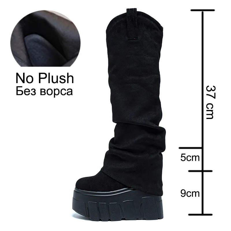Fujin 5 Inch 14cm Stretch Boots Short Ankle Boots for Women Knee High Platform Booties Wedge Heel Hidden Botas Autumn Winter 251120 - view 7