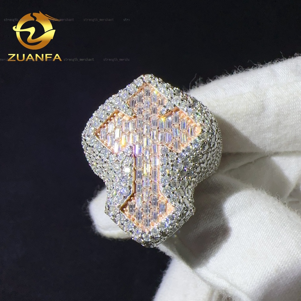 Iced Out Hip Hop Jewelry Men Diamond Ring 925 Sterling Silver High Quality Luxury Custom Moissanite Ring for Men