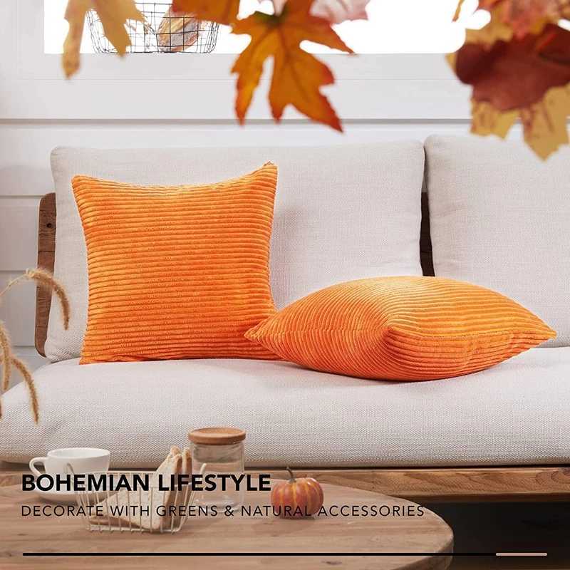 Burnt Orange Pillow Covers Striped Corduroy Throw Pillow Cover Decorative Couch Fall Rust Pillowcase 30x50cm 45x45cm 50x50cm G251124