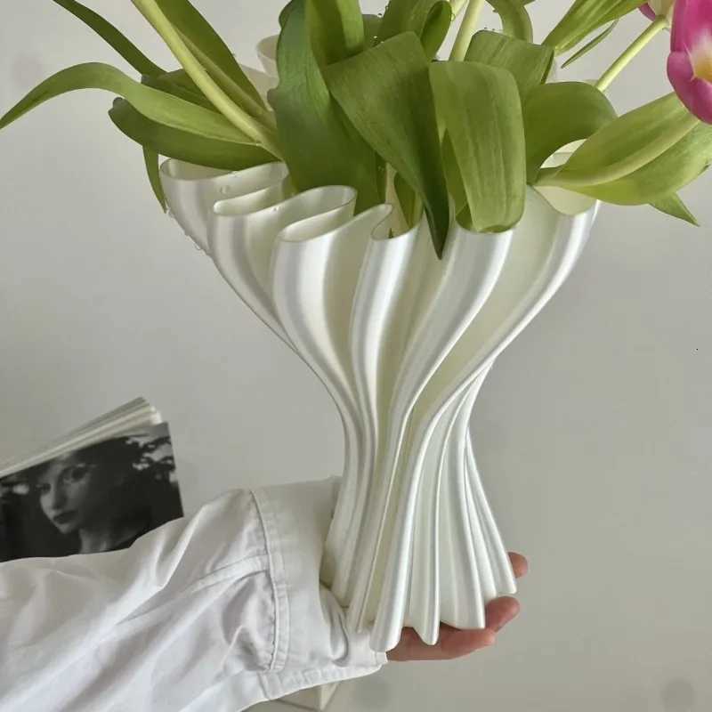 3D Stereoscopic Printing Artistic Vase White Modern Simple Luxury Nordic Living Room Vases Creative Interior Home Decoration C251124