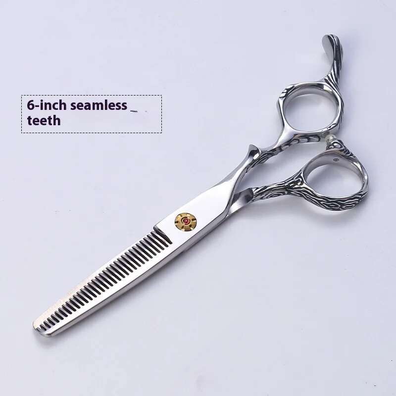 6.0 Inch Willow Leaf Fish Salon Barber Professional Haircut Flat Thinning Curved Fat Hairdressing Scissors Set