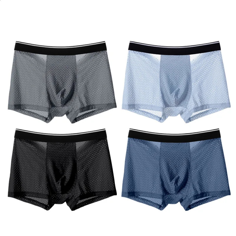 4 pieces of mens underwear fashionable boxer shorts mesh breathable and elastic largesized 250417