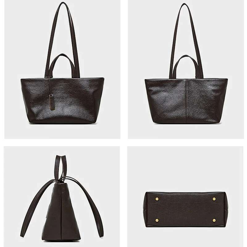 Designer Bag 2025 Burminsa Cowhide Genuine Leather Tote Shoulder Bags For Women 2025 Designer Large Capacity Commuter Work Ladies Handbags Luxury Bag