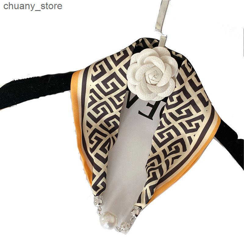 Magnetic buckle scarf for women in summer thin headband neck covering magnetic suction buckle neck decoration small strip neck protection belt narrow 
