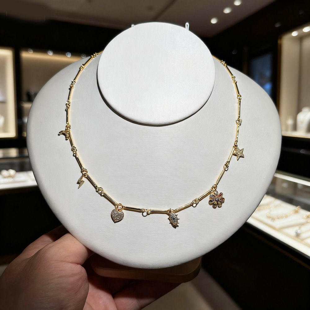 2025 New Fashion Star Heart Flower Pendant Geometry Choker Necklace For Women Girl Sweet Cute Collarbone Chain Jewelry