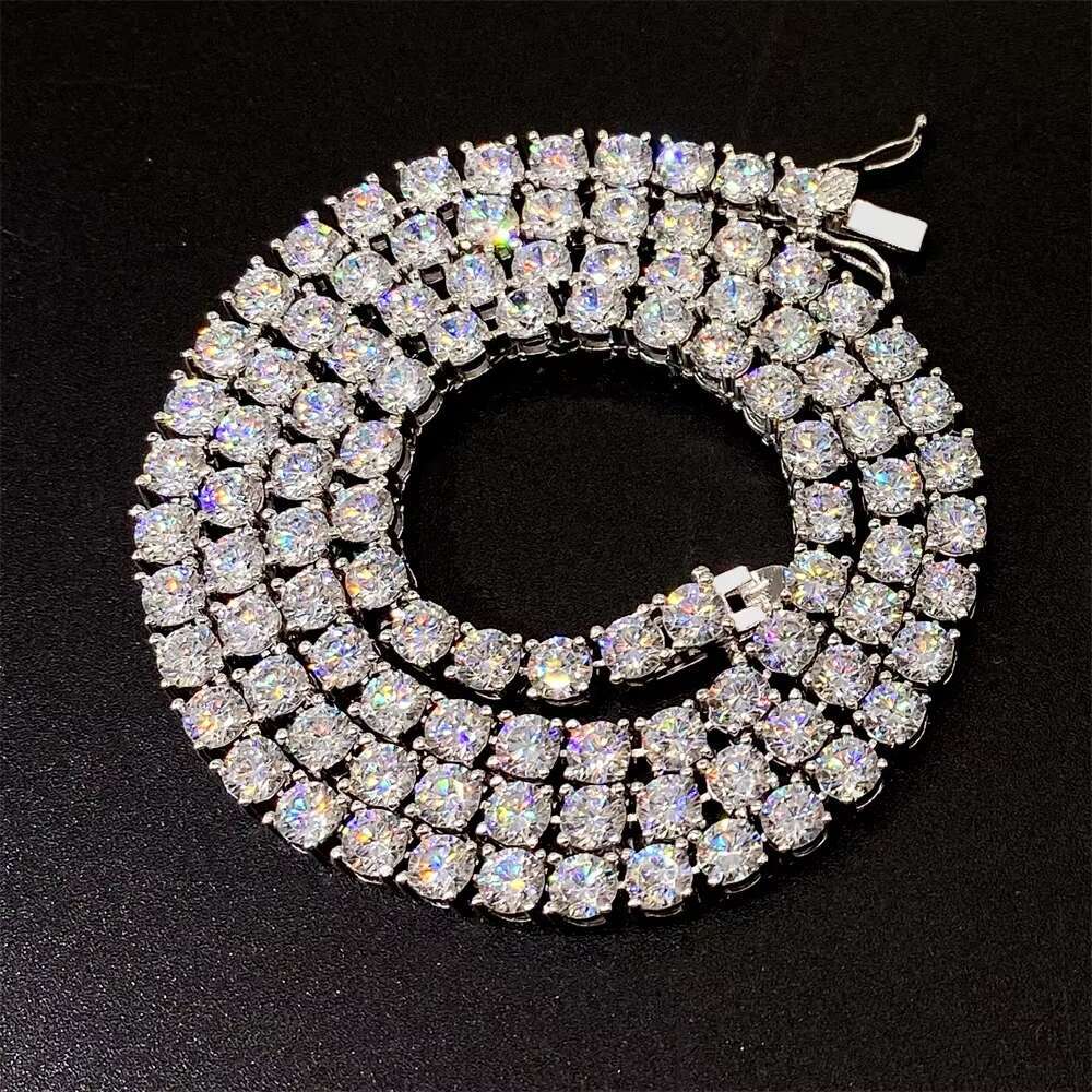 Zuanfa Jewelry Hot Sale Bling Pass Diamond Tester Hip Hop 925 Sliver 3mm Moissanite Tennis Chain