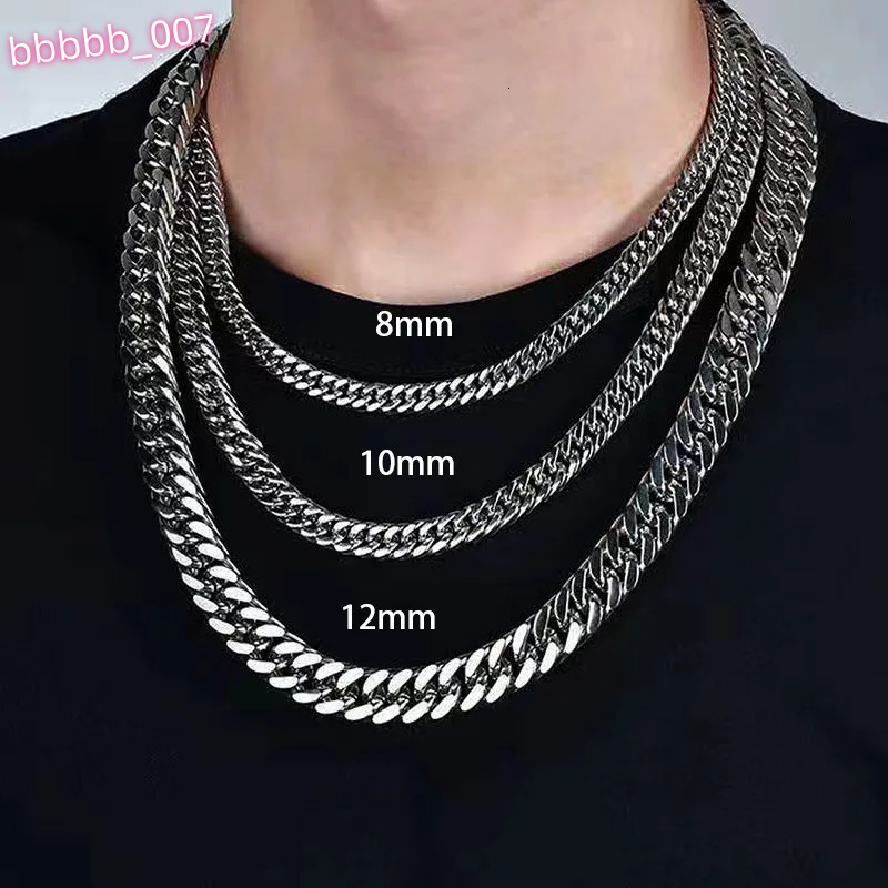 HNSP Stainless Steel Cuban Chain Necklace For Men Punk Neck Chains Male Jewelry Accessories 8mm-14mm Thick