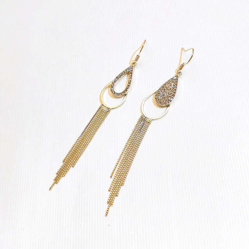 Temperament long style full dia tassel Korean internet celebrity temperament women's sier needles personality exaggerated design earrings