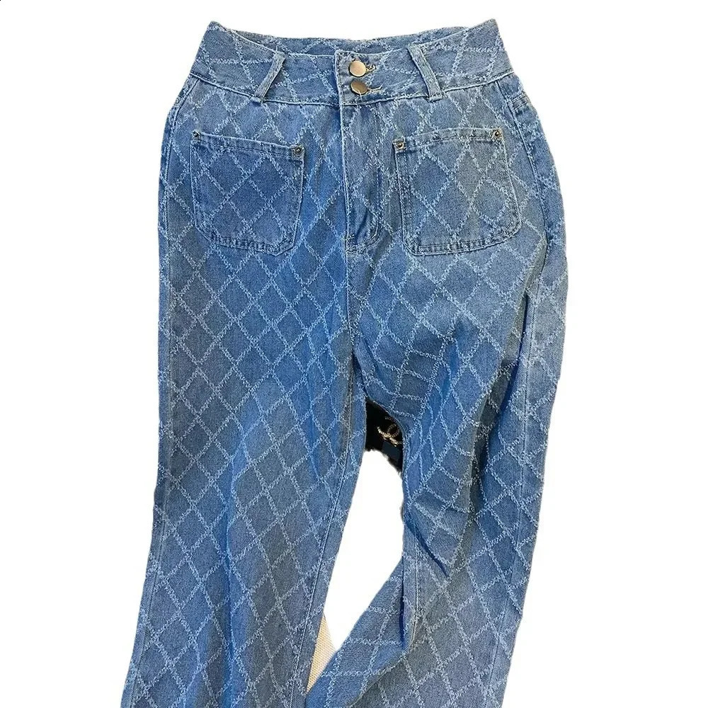 Fashionable high waisted womens jeans Japanese flat bottomed pants youth fashion summer thin pants 250422