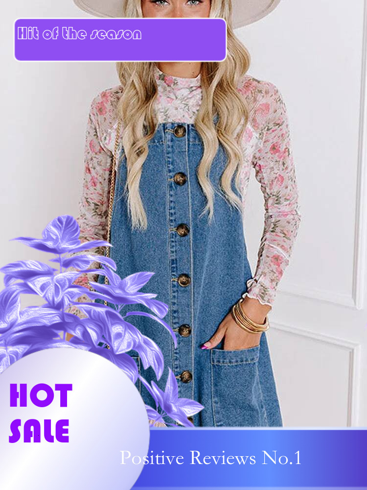 Dongdumaoyi Autumn New Denim Brace Fashion All Match Loose High Waist Short Skirt Women S Clothing Dress D