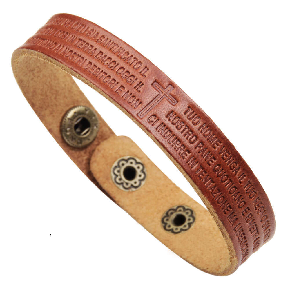 Hot selling jewelry bracelet, cross imprinted with genuine cowhide letters for men and women, personalized bracelet