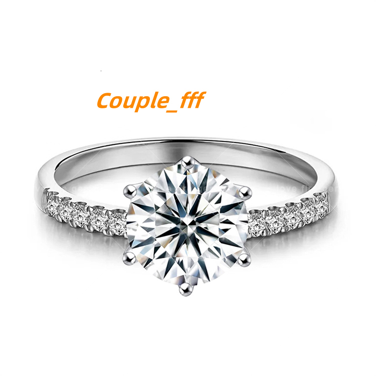 Moissanite Ring 925 Sterling Silver Fine Jewelry Rings Round Shape 18K White Gold Plated Wedding Ring for Women