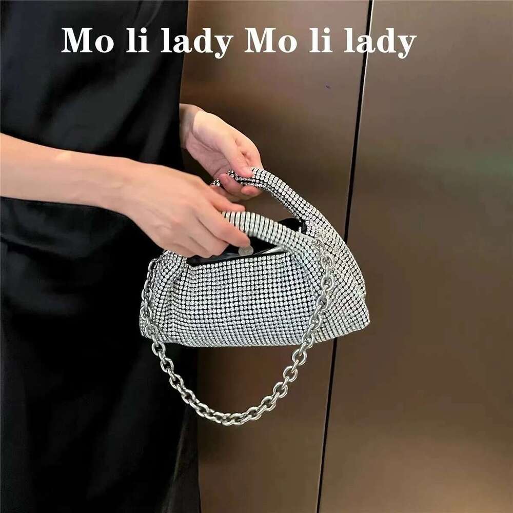 Designer Bag 2025 High Quality Glitter Women Handbag Crystal Shiny Rhinestones Dia Evening Wedding Party Clutch Purse Shoulder Chain Bag Luxury Bag