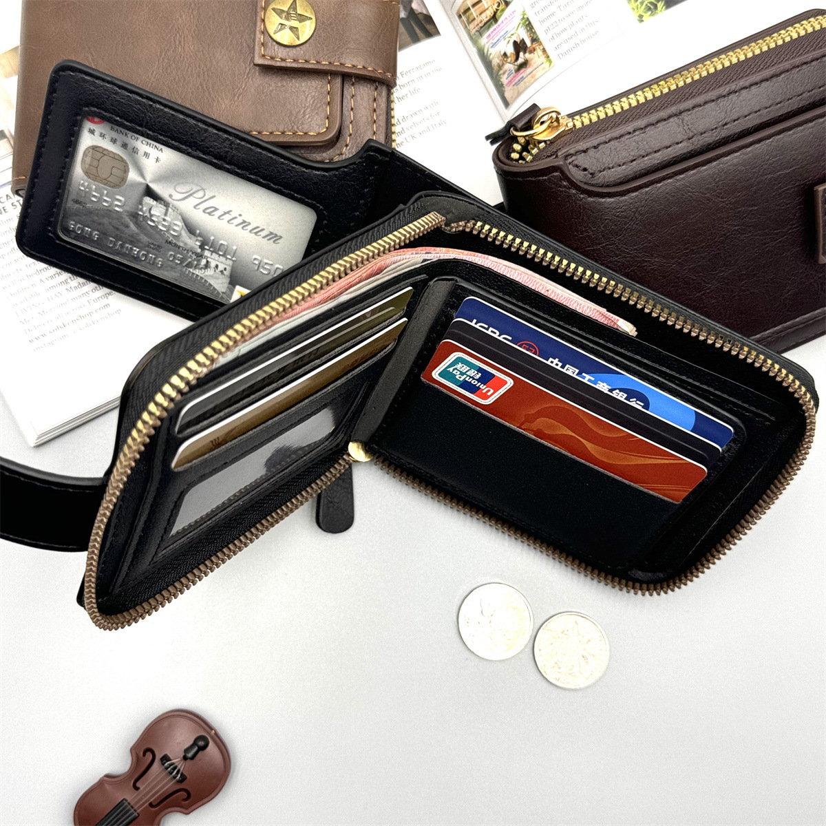 Cross-Border Foreign Trade Model 2024 New Rhombus Long Wallet Hot Large Capacity Hand Zipper Mobile Phone Bag