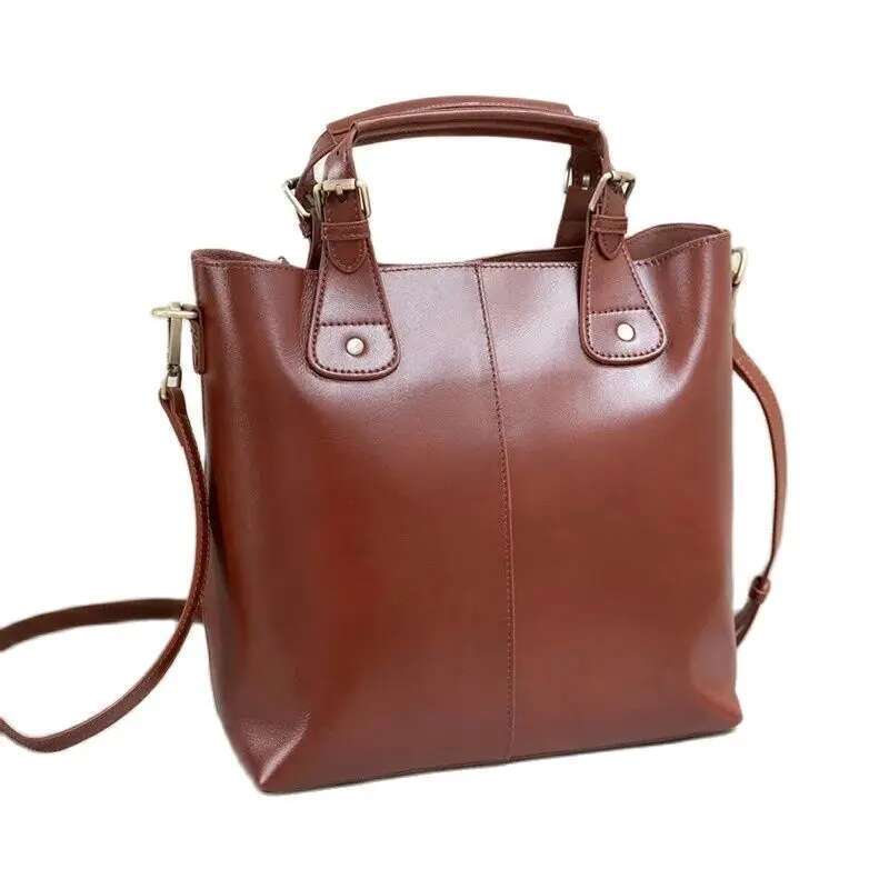 Designer Bag Zency 100% Genuine Leather Handbag Retro Coffee Red Women Casual Tote Bucket Bag Classic Lady Crossbody Messenger Purse Update