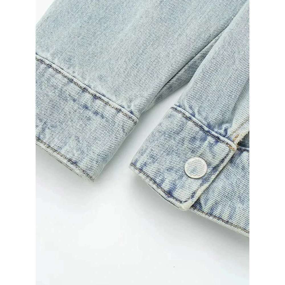 Designer Clothes Nlzgmsj Autumn Winter Denim Coat Lapel Long Sleeve Short Jackets Lady Chic Loose Streetwear Women Jacket