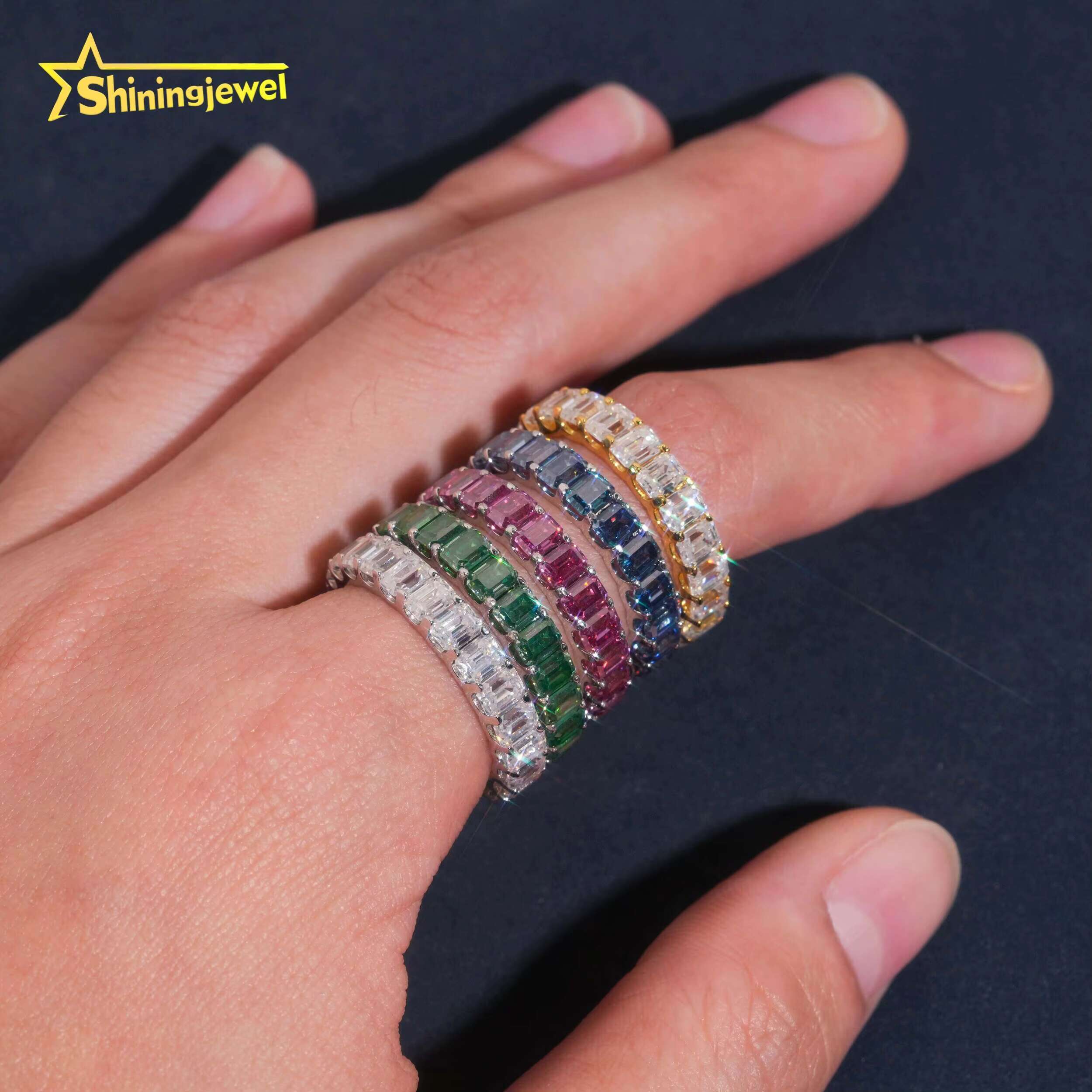 Fashion Jewelry Gold Plated Solid 925 Sterling Silver Sparkling Diamond Custom Hip Hop Men Rings Iced Out Moissanite Ring