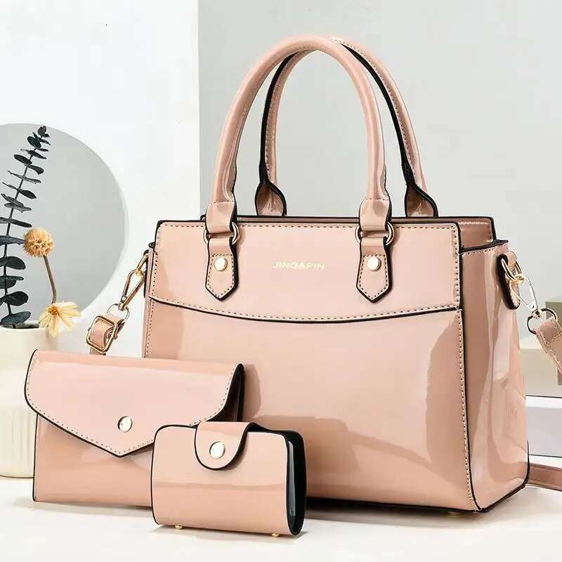 New 3-piece/set Fashionable Shiny Leather Women's Crossbody Bag Wallet Shoulder Bag Travel Shopping Designer Handbag