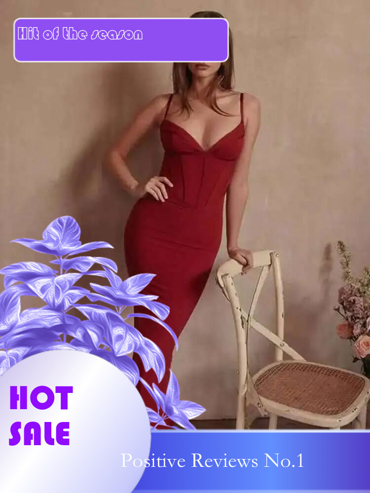 Dongdumaoyi Townlike Elegant Midi Long Slim Bodycon Dress Women Spaghetti Strap Spring Summer Mesh Nightclub Sexy Party Dresses