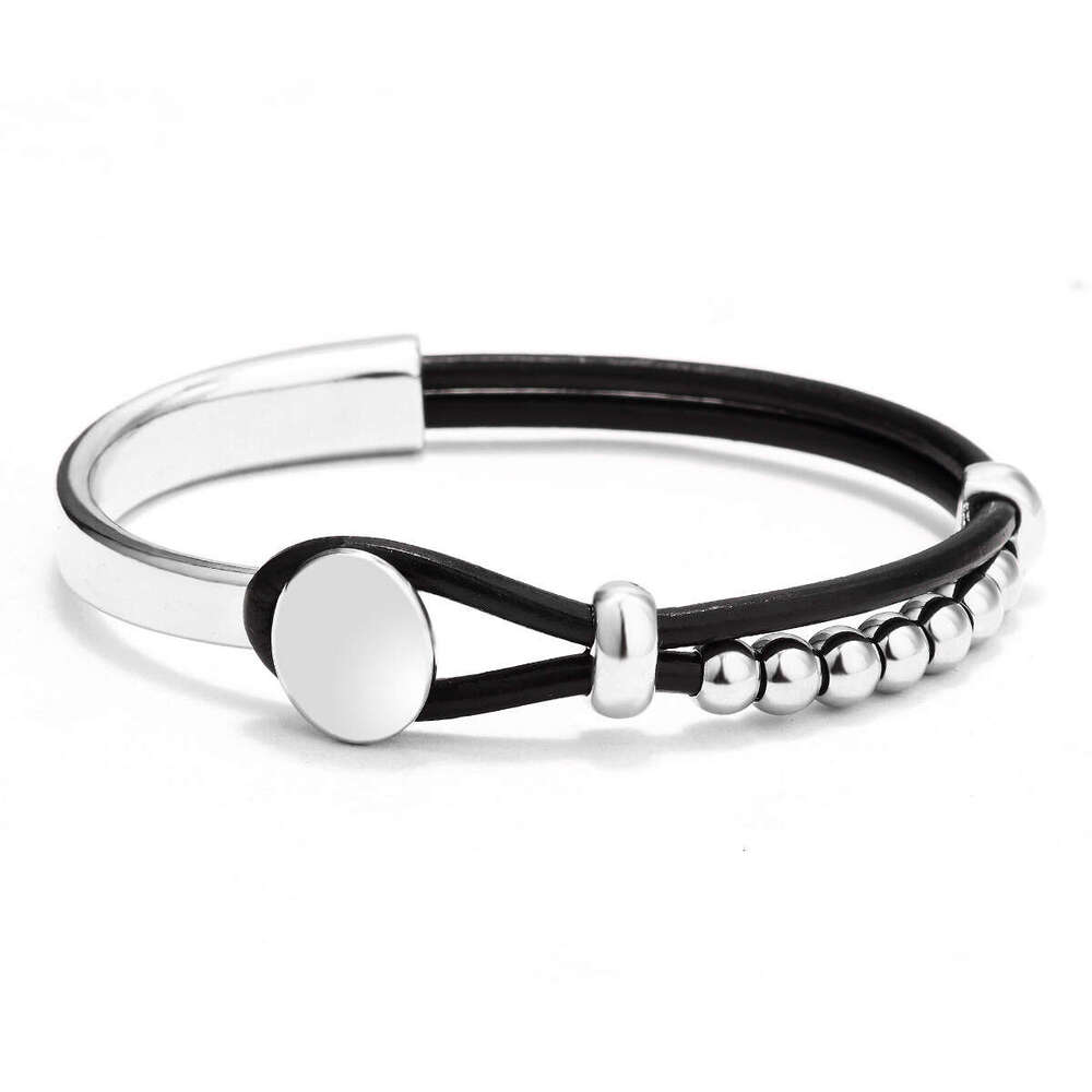 Hot selling Bohemian style double-layer with leather rope, minimalist beaded bracelet, PU spliced bracelet