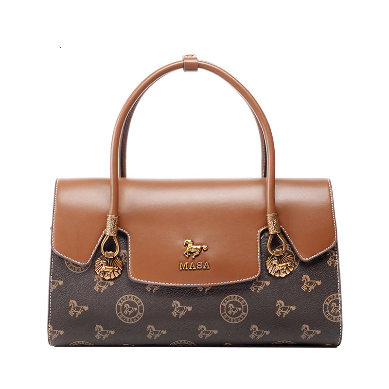 MASA Vintage Fashion Versatile For Commuting Mom Style Handbag High Quality Single Shoulder Bag With Texture Tote Bag