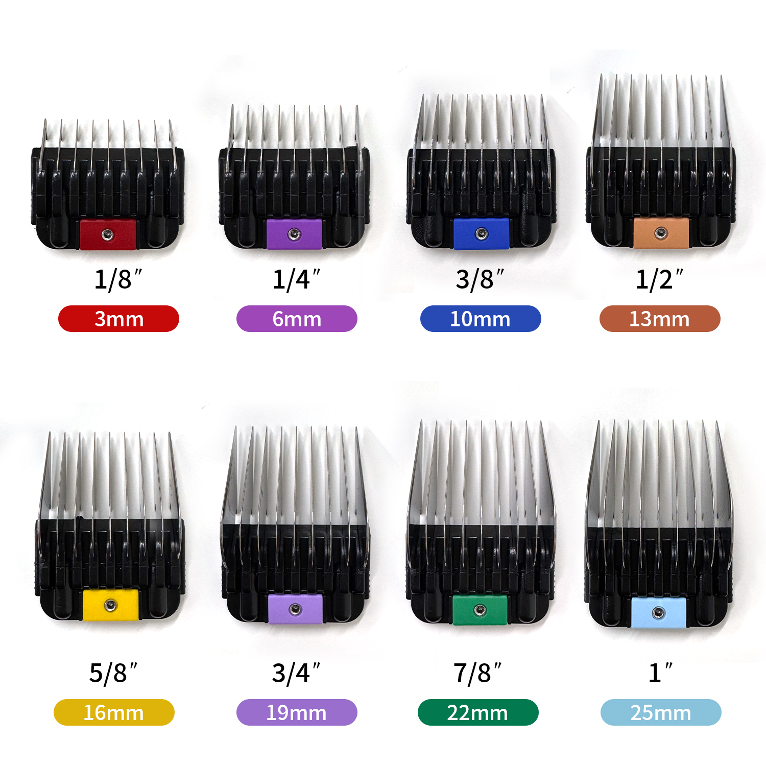KBDS Professional Animal Stainless Steel Comb Set for A5-style Detachable Blade Clippers, Snap-On Size for Pets, Dogs, Cats, and Horses (Not Compatibl