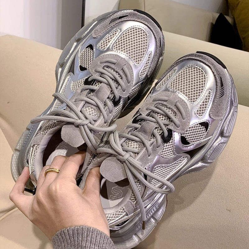 Summer New Silver Pink Dad Women S Breathable Casual Running Versatile Lightweight Thick Bottom Sports Shoes Ddmysaturn Ddmysaturn