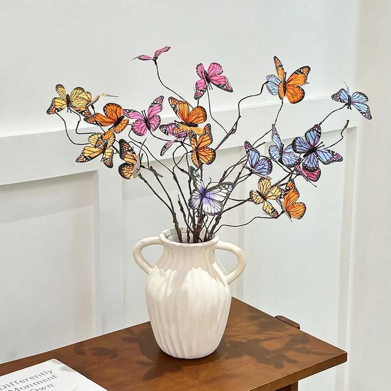 Creative Vase with Butterfly Flower Branches DIY Bouquet Home Living Room Porch Dining Table Wedding Decoration C251124