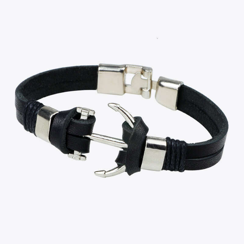 Personalized Anchor Metal Accessories Rudder Buckle Cowhide Bracelet