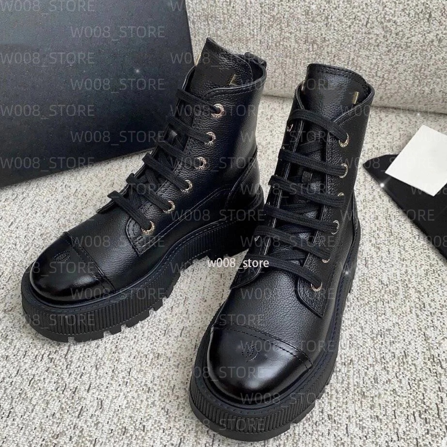 Ankle Boots Women Womens Leather boots Winter Round Toe Lace-up Short Boots Womens Platform Designer Knight Boots Women luxury Shoes with box