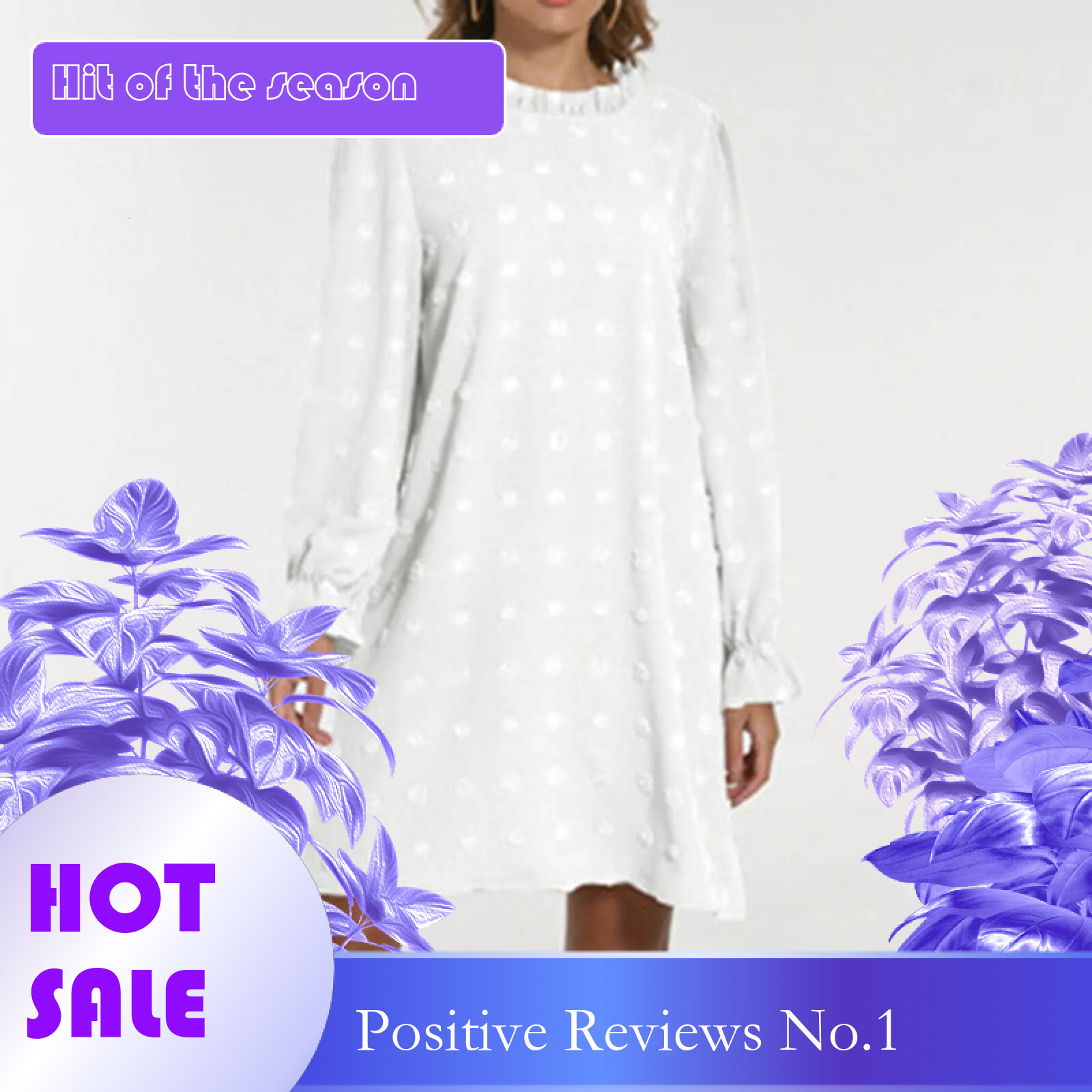 Dongdumaoyi Women Dress Bubble Embroidered Hairball Jacquard Long Sleeve Summer Wedding Guest Casual Mini Dresses For