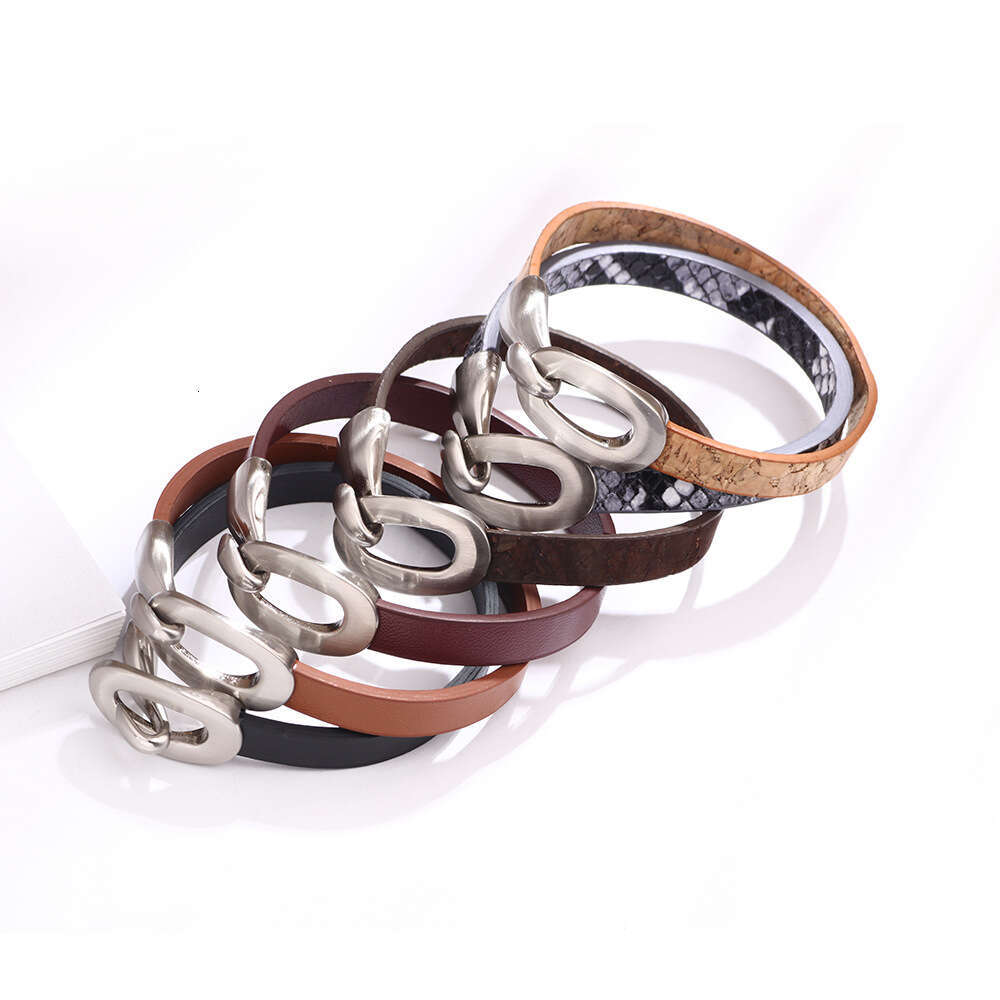 Bracelet with simple personality temperament, street photography, leather, solid color bracelet, versatile and high-end for women