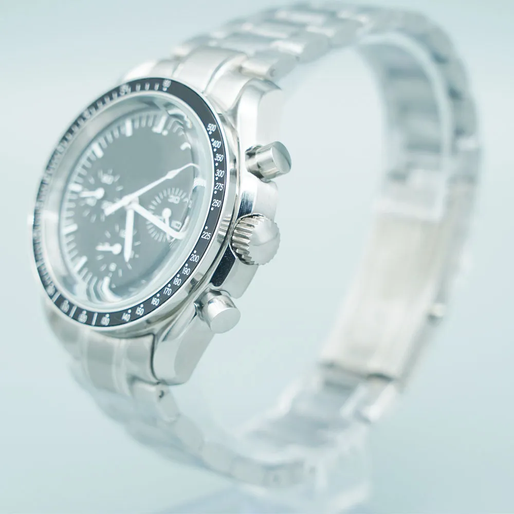 Luxury AAA Men Watch Designer Automatic Mechanical Speed Racing Luminous Stainless Steel Black Leather Sport Mens Watches NO CHRONO Apollo 11 50th Anniversary