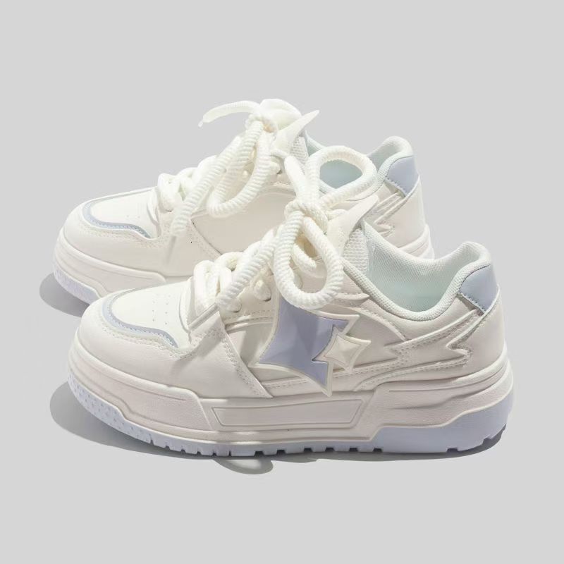 For Women In Spring And Autumn Niche Casual Versatile Thick Soled Sports White Shoes Ddmysaturn