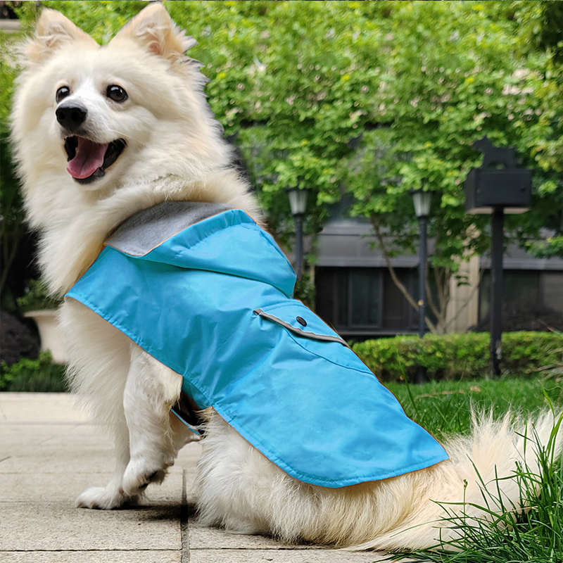 Waterproof Pet Clothes Dog Raincoat Dogs Rain Jacket Lined Reflective Poncho Rainwear Pocket Hooded Leash Hole Adjustable for Small Medium Dogs Puppy
