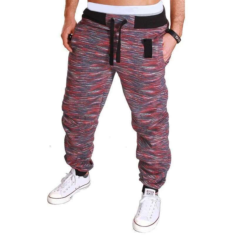 new Running Sweatpants Men Camouflage Elasticity Cargo Pants Drawstring Multi Pockets Bottoms Casual Jogger Trousers