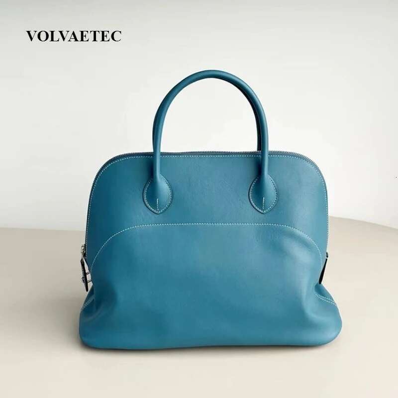 VOAETEC Premium Sense First Layer Cowhide Bowling Large Capacity Portable Fashion Temperament Commuter Versatile Shell Bag