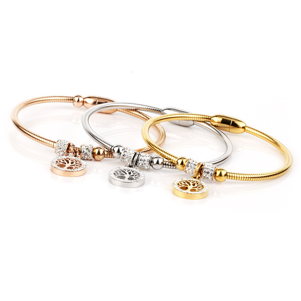 Internet celebrity's new LifeTree dia studded titanium bracelet with stainless steel that does not fade