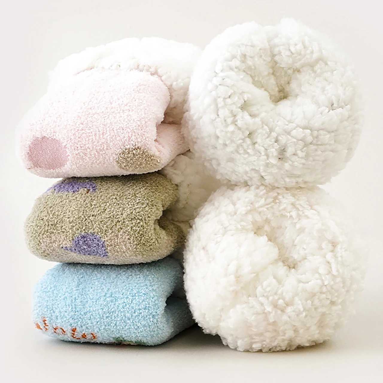 Baby Plush Socks Thick Fleece Thermal Footwear Winter Warm Terry Mid Tube Sock 0-4Year Boys Girls Kids Loose Mouth Floor Boots G251124