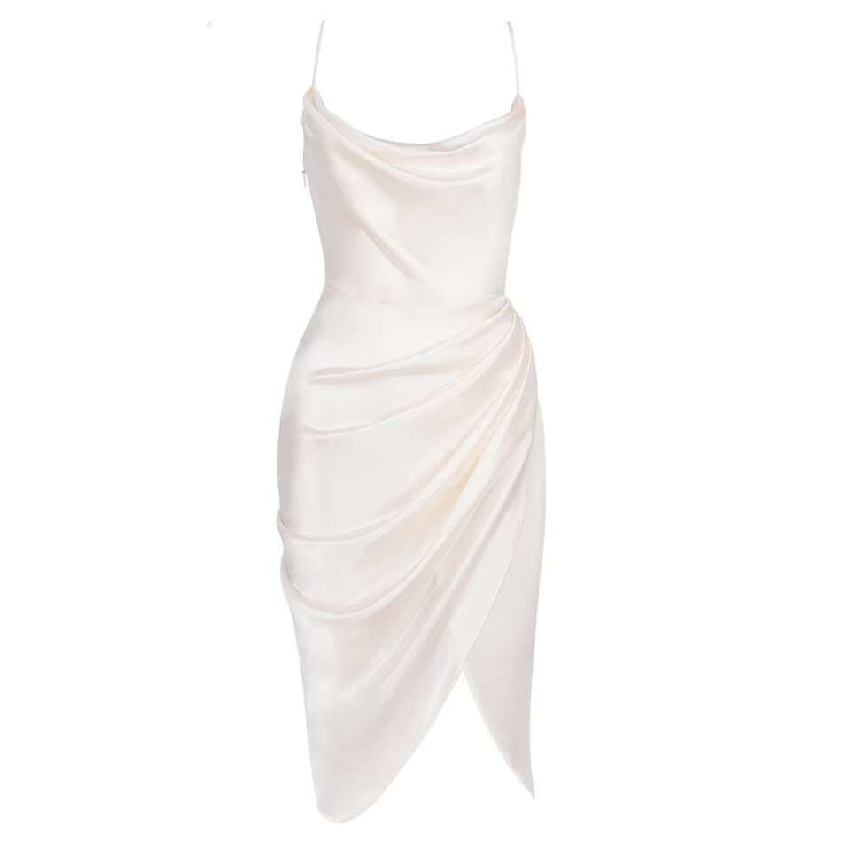 High Quality Women's Slim Fit Vent Elegant Sexy Irregular Suspender Dress