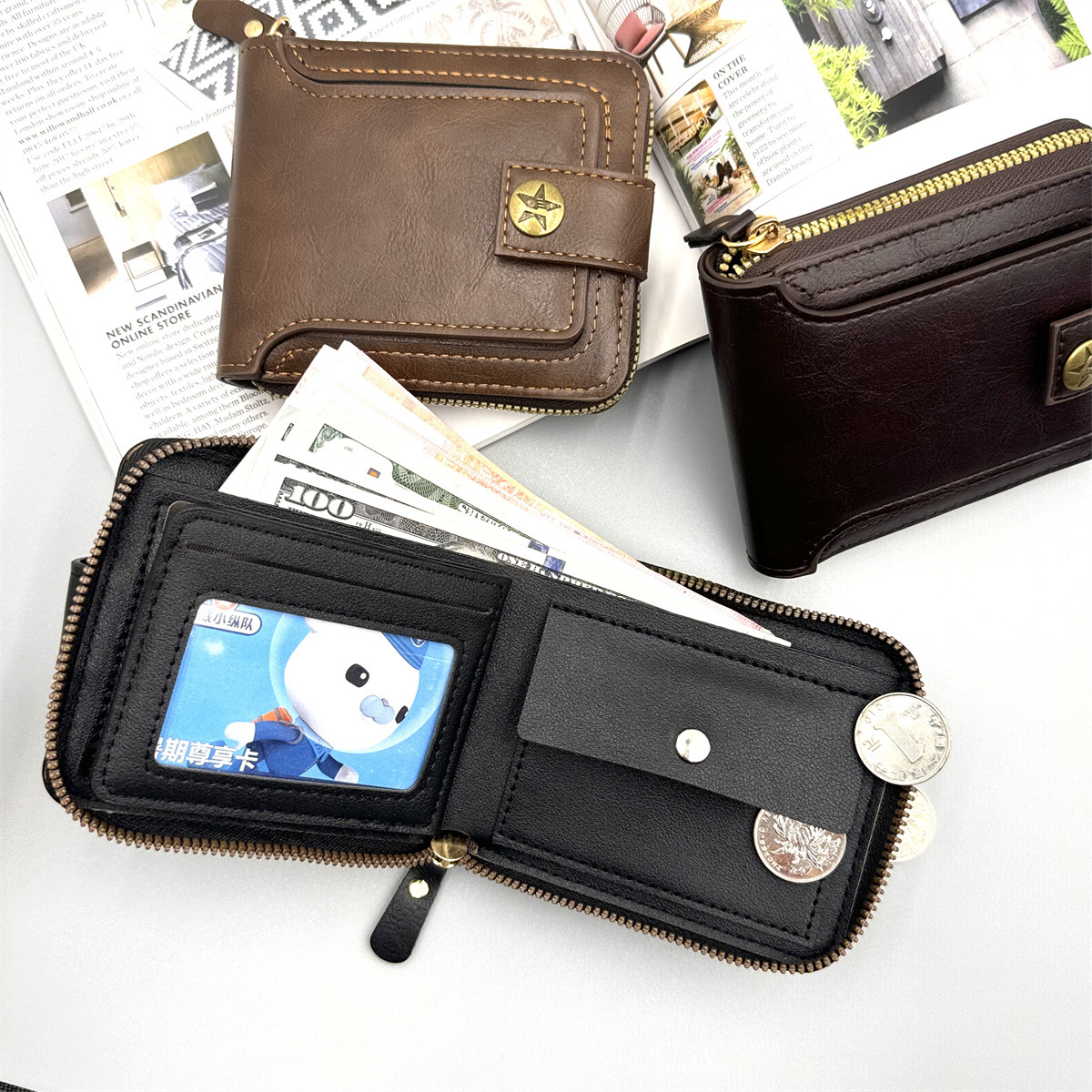 Cross-Border Foreign Trade Model 2024 New Rhombus Long Wallet Hot Large Capacity Hand Zipper Mobile Phone Bag