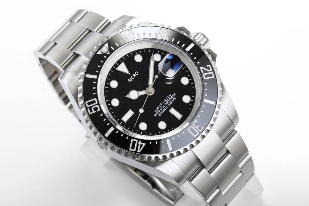 TOP Watch master Deep AAA Ceramic Bezel Cystal Stainless Steel With Glide Lock Clasp Automatic Mechanical mens Watches size 43mm RICRO