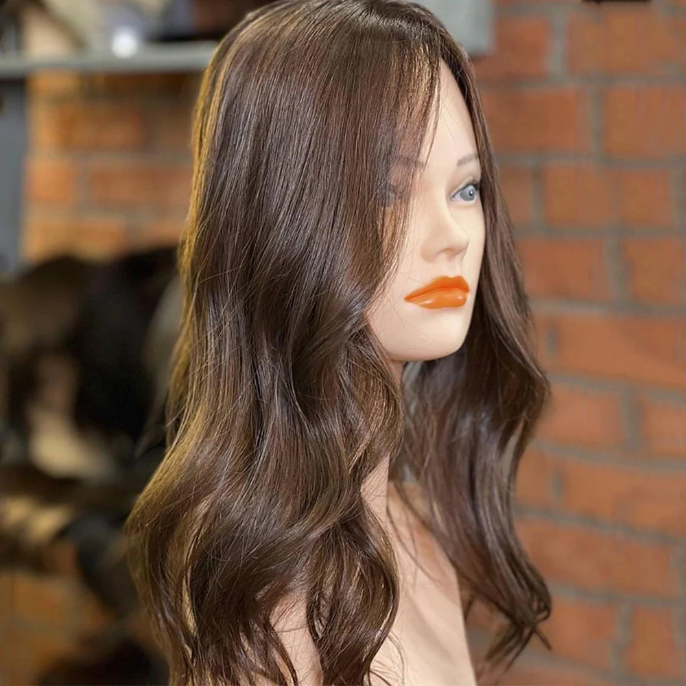 Dark Brown Wavy Hair Silk Base Human Hair Topper Real Scalp Women Toupee Thin Hair Help Hairpiece 2CM PU Around with 4Clips 15x16cm 2025