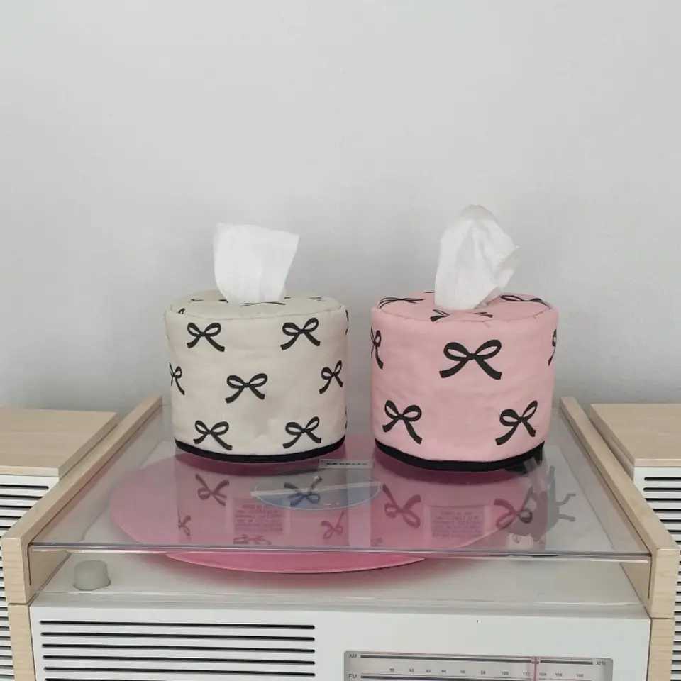 Bowknot Tissue Paper Storage Box Korean Style Space-saving Roll Holder Table Decor Sturdy Cotton Napkin Tissue Box for WomenM251124