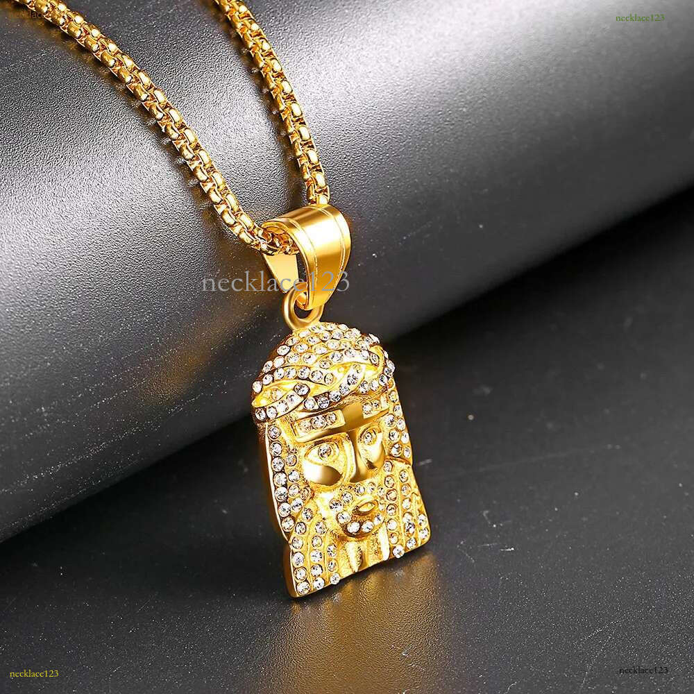 Pendant Necklaces Mens Hip Hop Necklace Jewelry Iced Out Jesus Piece With 60Cm Gold Cuban Chain Drop Delivery Pendants Dhgarden Oio