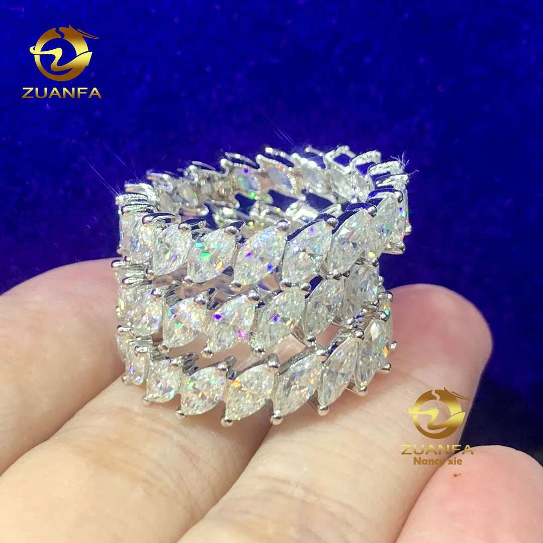 Wholesale Price 925 Sterling Silver Eternity Band Ring Iced Out VVS Moissanite or CZ Hip Hop Women Men Gold Ring