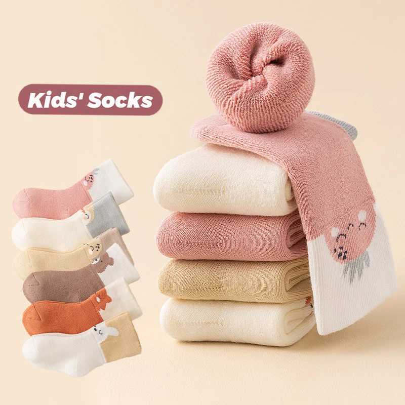 3 Pair CHIldrens SOCKS Winter Warm Thick Cute Boys and Girls Baby Woolen Hoop SOCKS Middle Tube SOCKS G251124