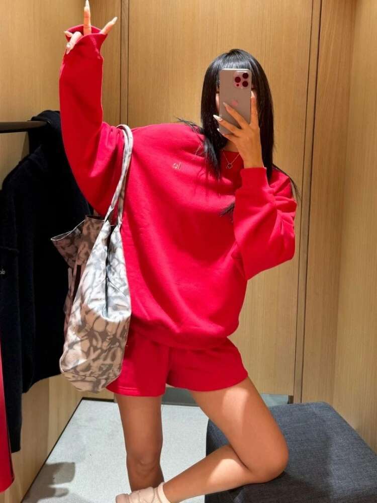 Spring Black Red Round Neck Sweatshirts Simple Classic Letter Loose Casual Sports Fashion Trends Solid Long Sleeves Top
